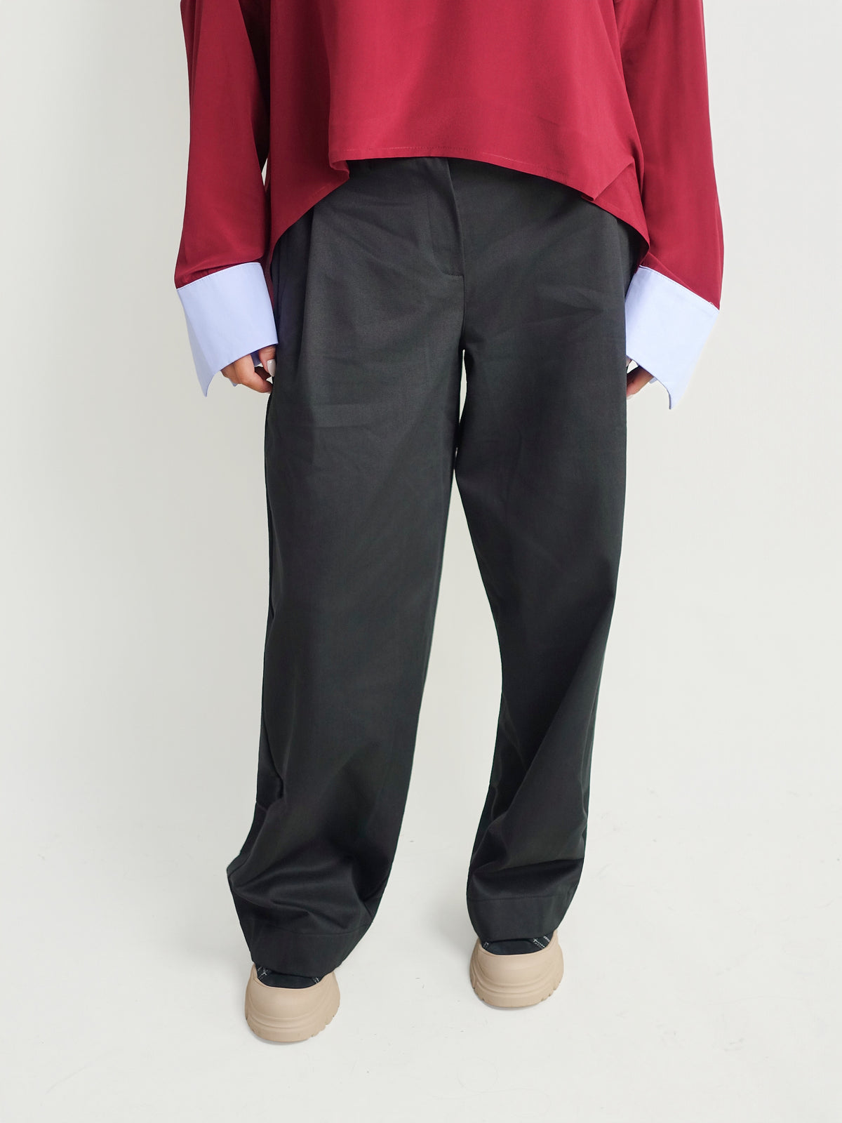 ANDREA DIAGONAL COTTON PANT BLACK
