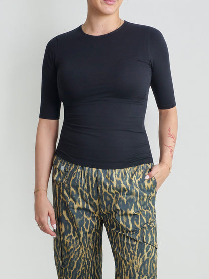 COTTON STRETCH ELBOW SLEEVE BLACK