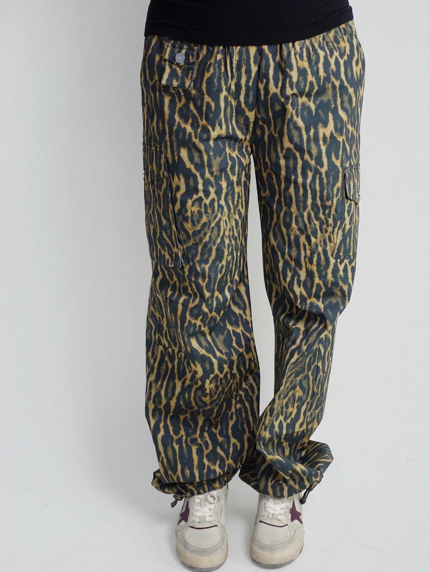 PRINTED STRETCH COTTON CARGO PANTS KHAKI