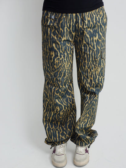 PRINTED STRETCH COTTON CARGO PANTS KHAKI