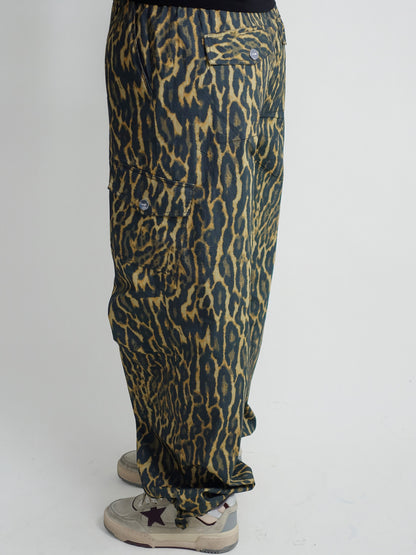 PRINTED STRETCH COTTON CARGO PANTS KHAKI
