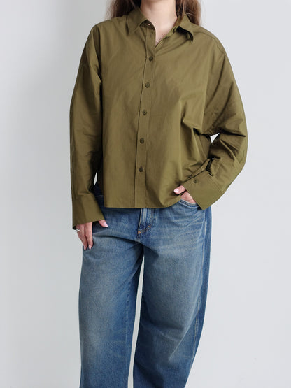 GATHERED SHIRT DEEP OLIVE