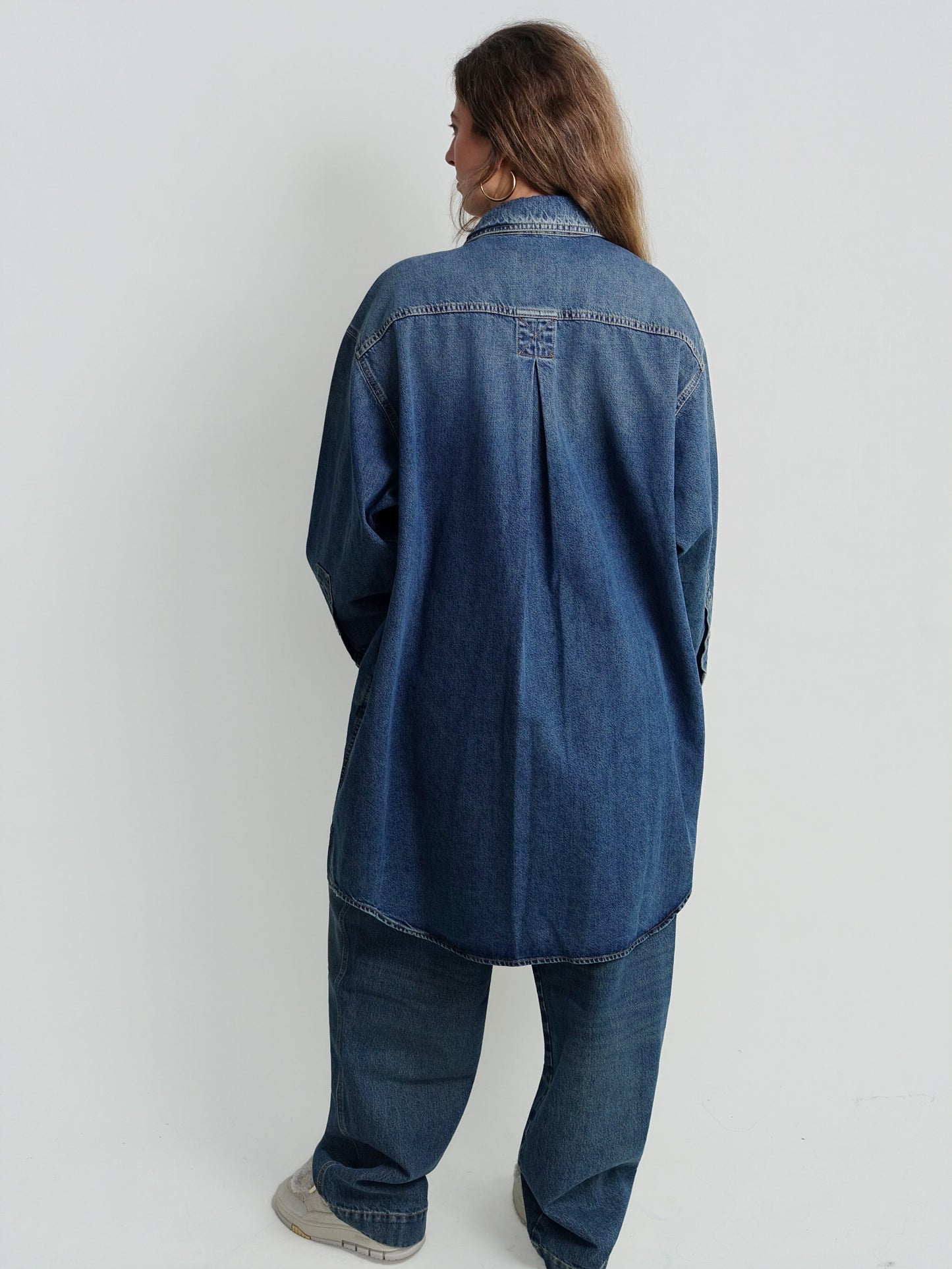 OVERSIZED SHIRT DRESS DARK BLUE