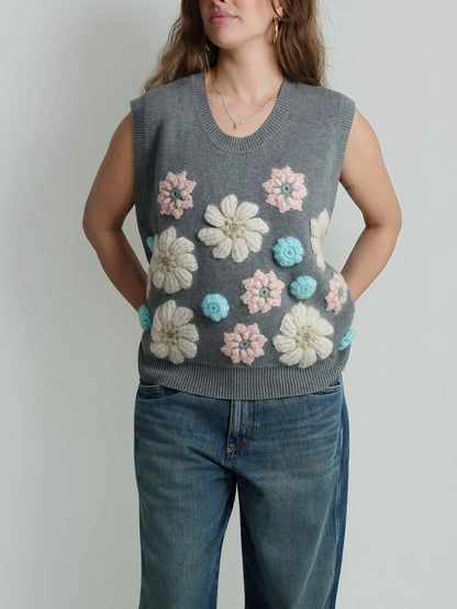 COTTON CASHMERE FLOWER VEST PALOMA