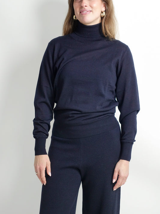 TURTLE NECK MERINO WOOL NAVY
