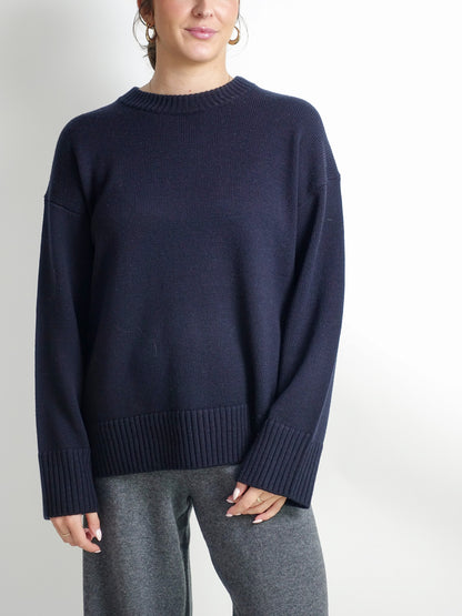 HEAVY CREW MERINO WOOL NAVY 