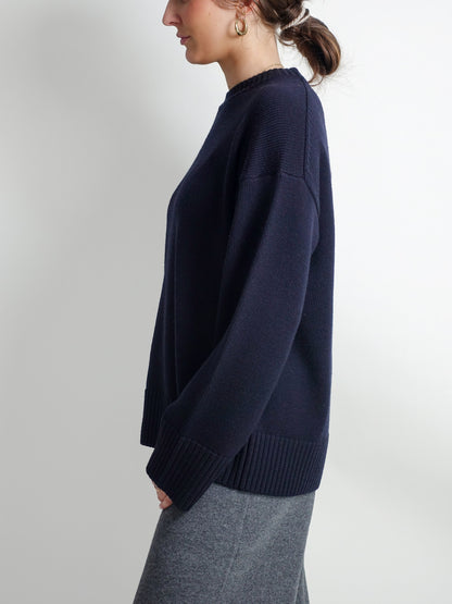 HEAVY CREW MERINO WOOL NAVY 