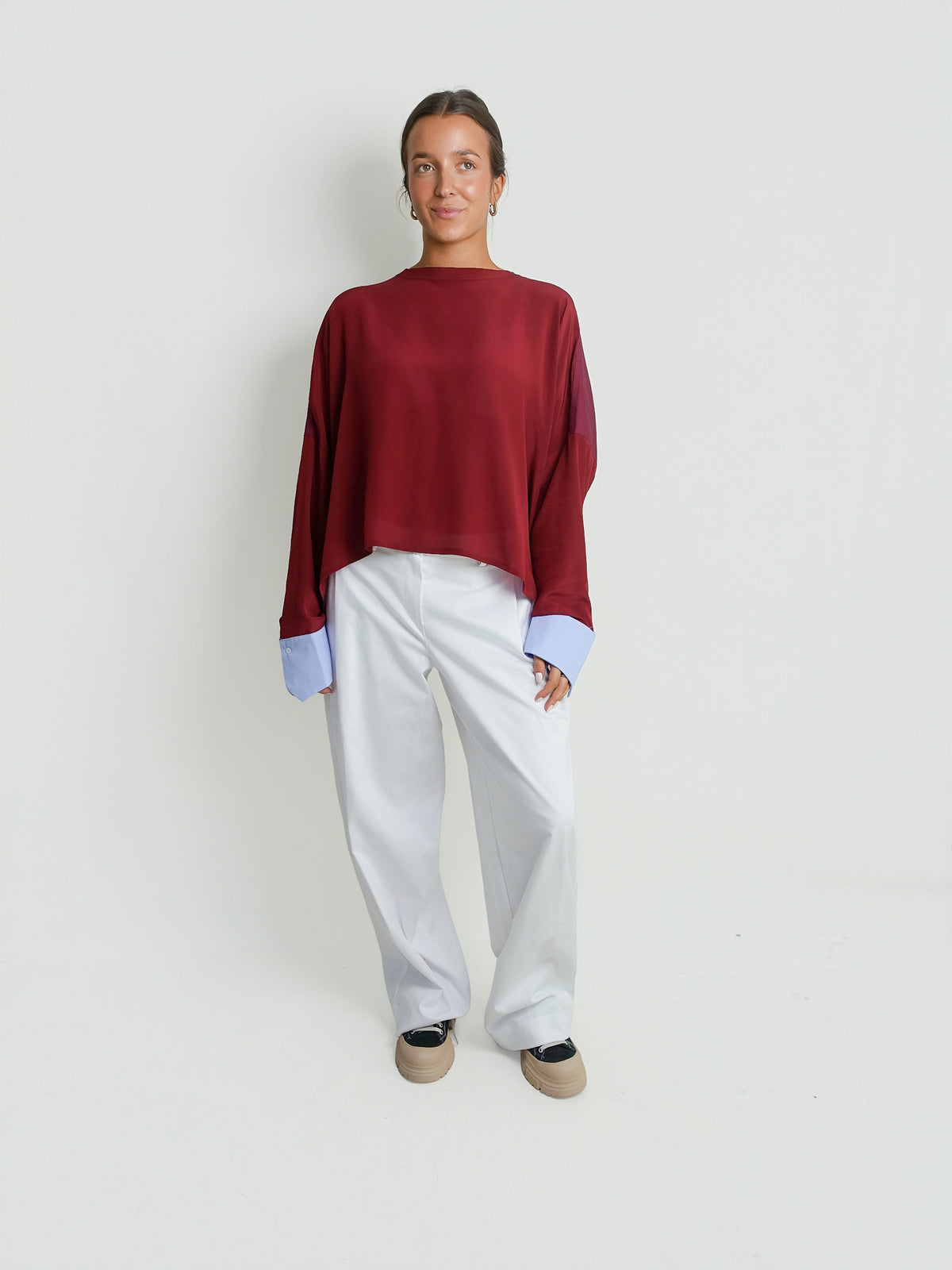 ANDREA DIAGONAL COTTON PANT OPTIC WHITE