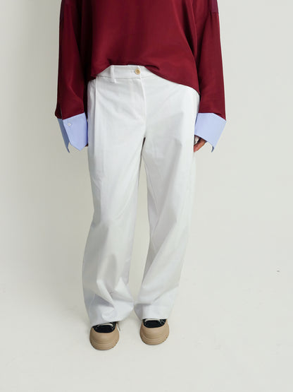 ANDREA DIAGONAL COTTON PANT OPTIC WHITE