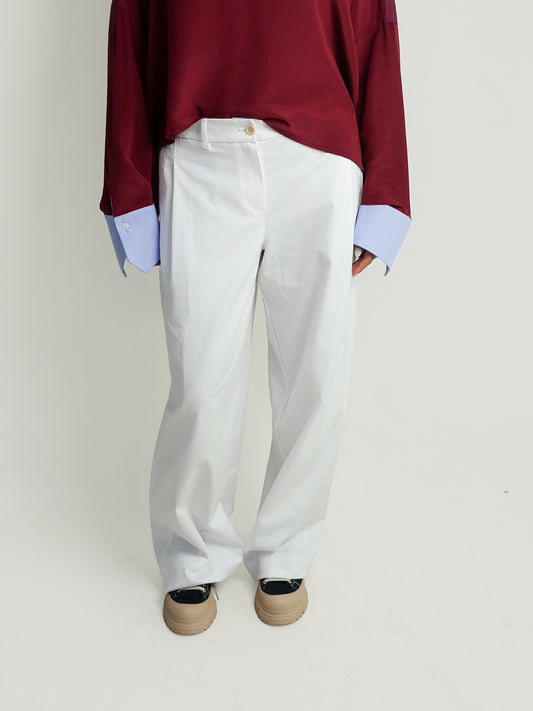 ANDREA DIAGONAL COTTON PANT OPTIC WHITE