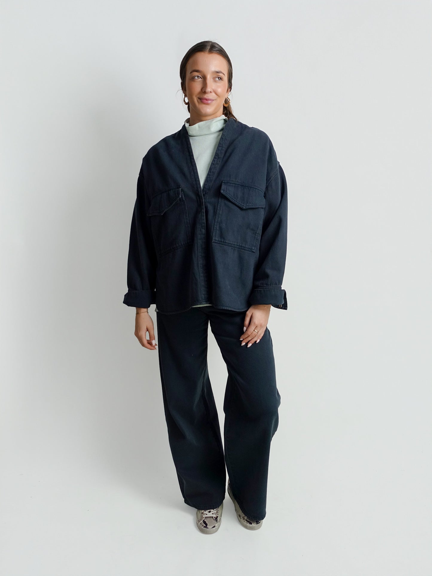 TAROSA OVERSIZED DENIM SHIRT DEEP PETROL