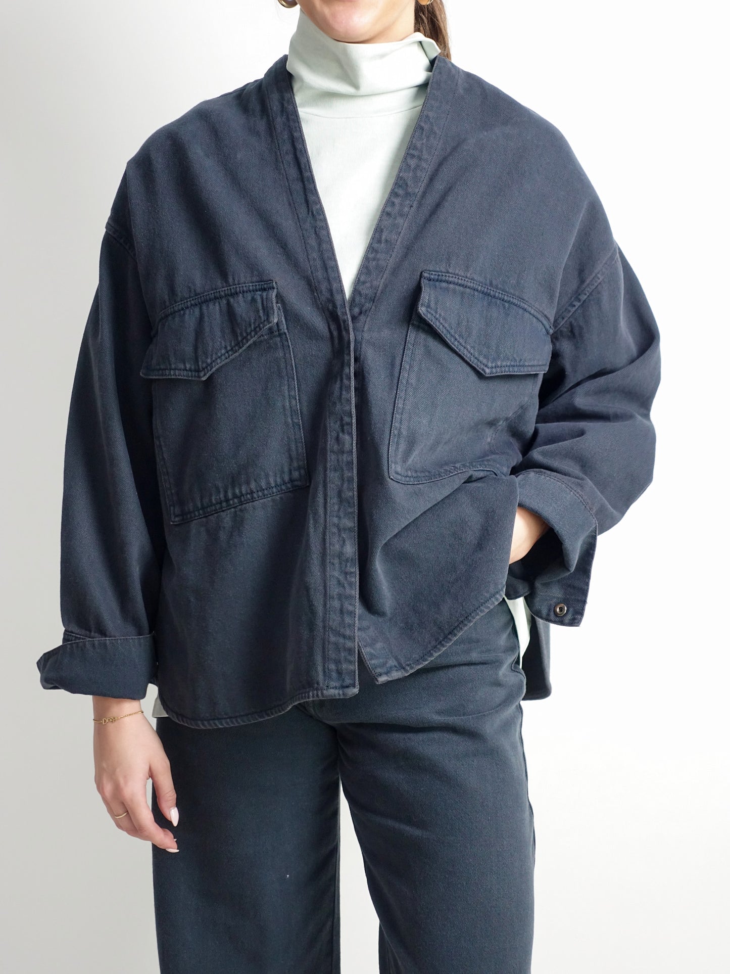 TAROSA OVERSIZED DENIM SHIRT DEEP PETROL