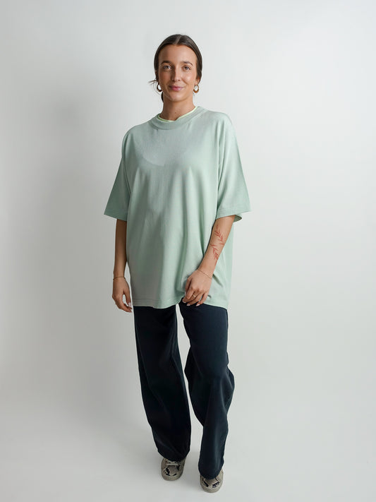 OVERSIZED KNITTED T-SHIRT MINT MIST