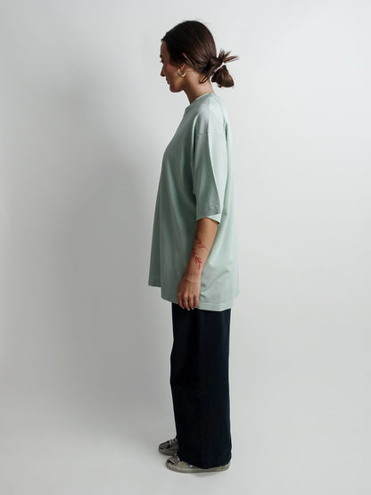 OVERSIZED KNITTED T-SHIRT MINT MIST