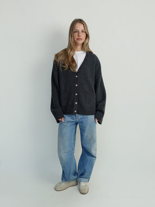 COMPACT WOOL CARDIGAN PHANTOM