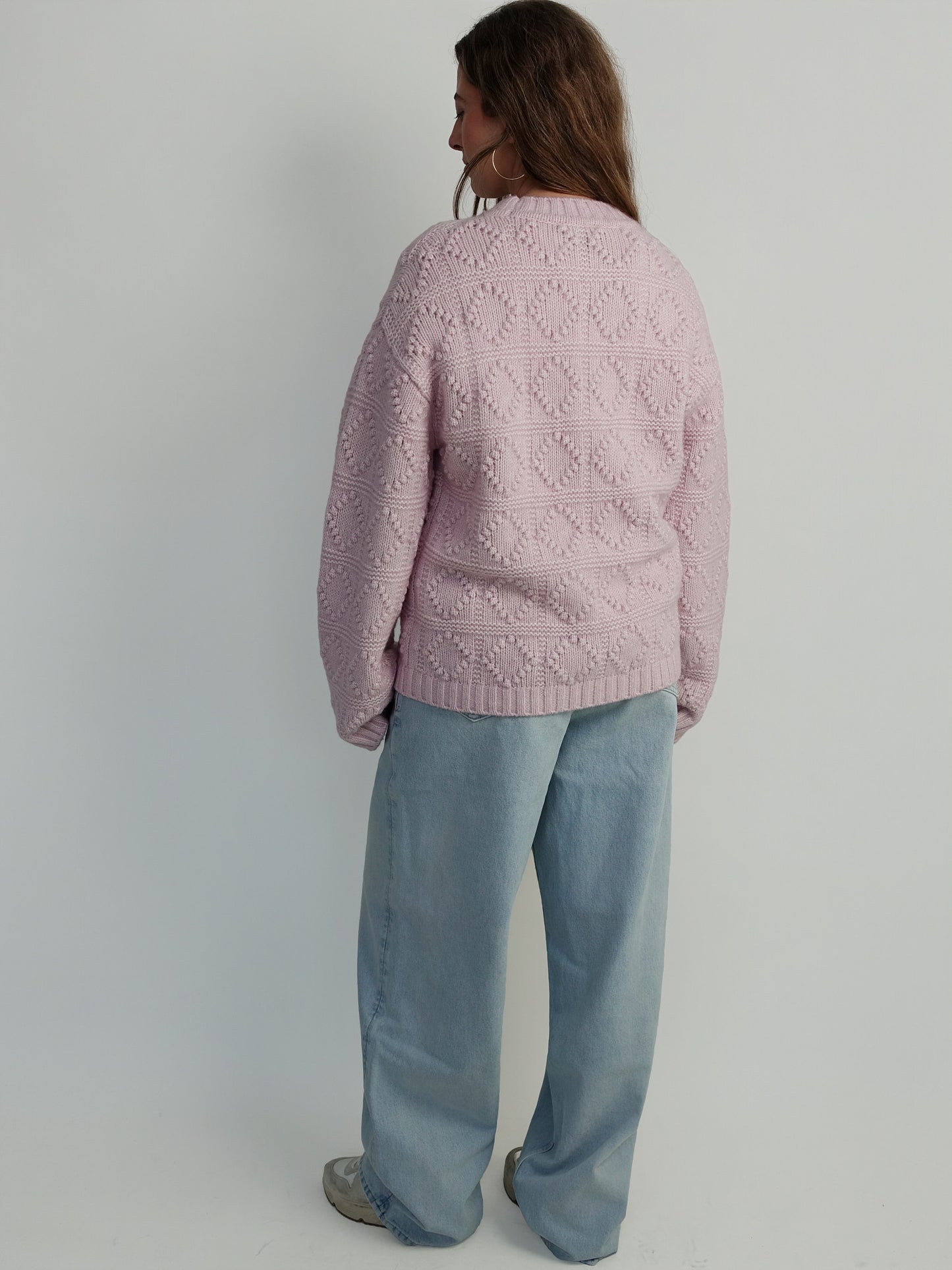 COTTON WOOL BUBBLE CREWNECK CHALK PINK