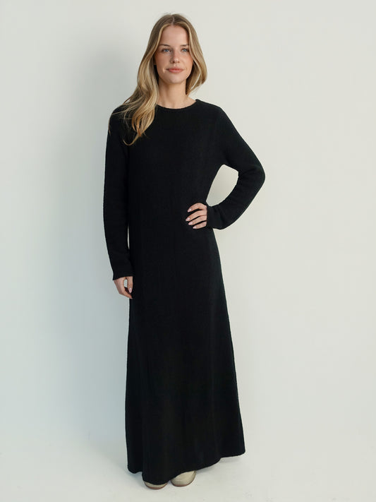 BOUCLE DRESS WOOL BLEND BLACK