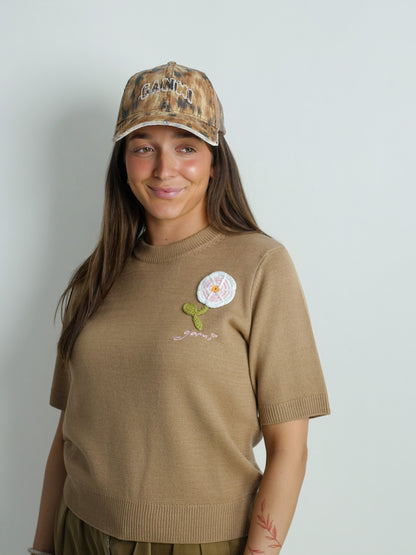 WASHED COTTON PRINT CANVAS CAP ARGAN OIL