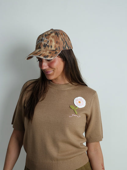 WASHED COTTON PRINT CANVAS CAP ARGAN OIL