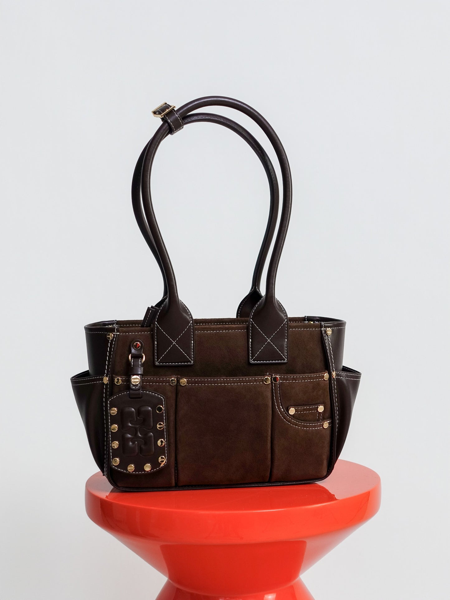 POSY SMALL RECYCLED SUEDE CHICORY COFFEE