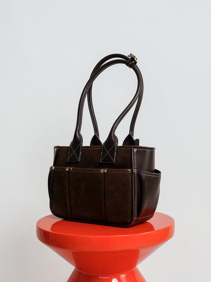 POSY SMALL RECYCLED SUEDE CHICORY COFFEE