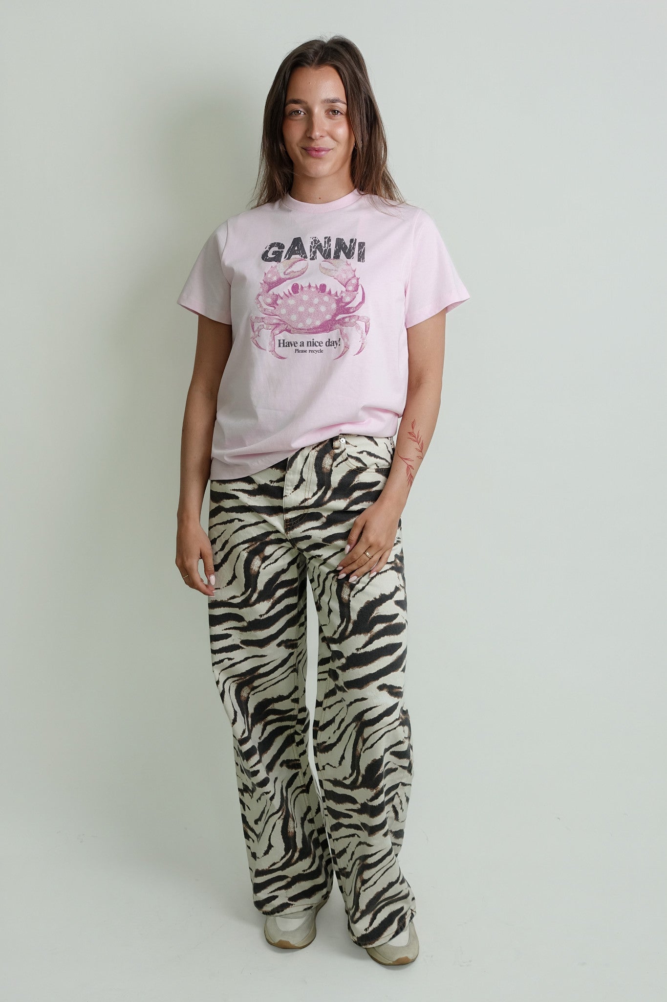 PRINT DENIM LARI JEANS EGRET