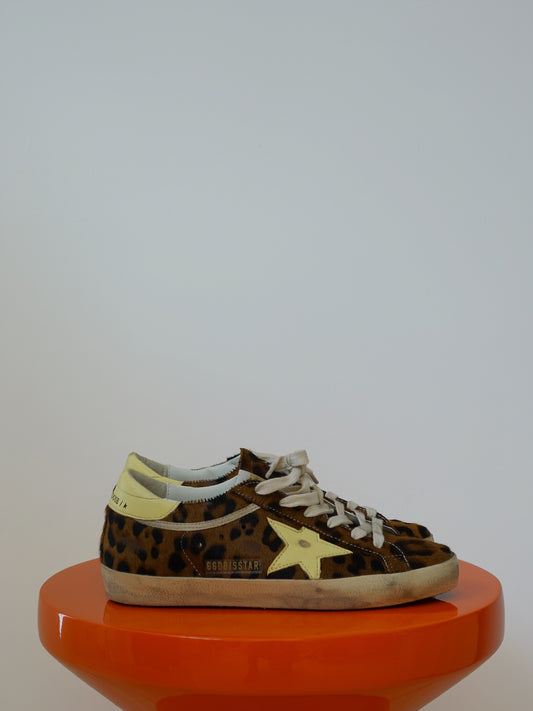 SUPER-STAR HORSY UPPER TOE AND TONGUE NAPPA STAR AND HEEL LEOPARD/PALE YELLOW