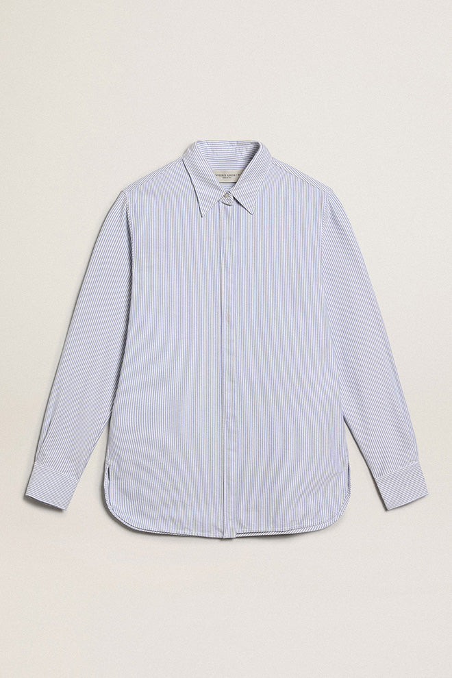 GOLDEN W'S BOYFRIEND SHIRT STRIPED OXFORD COTTON WHITE - INFINITY