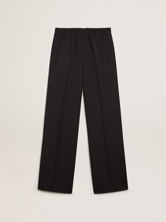 GOLDEN W'S JOGGING PANTS COMPACT GABARDINE WOOL DARK BLUE