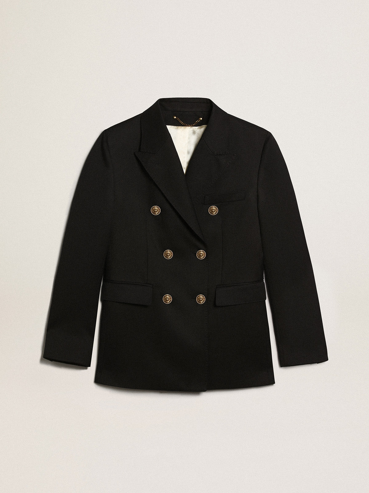 GOLDEN W'S DOUBLE BREASTED BLAZER COMPACT GABARDINE WOOL DARK BLUE