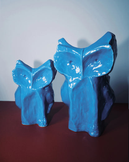 OWL VASE L BLUE AFTER MIDNIGHT
