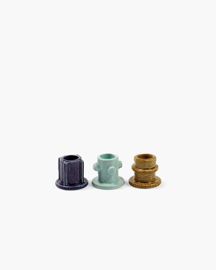 CANDLE HOLDER 01 ASS/3 GLAZED MOLLY MIX