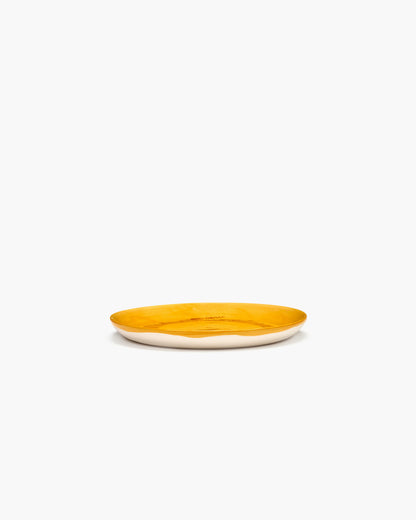 PLATE S YELLOW STRIPES RED FEAST
