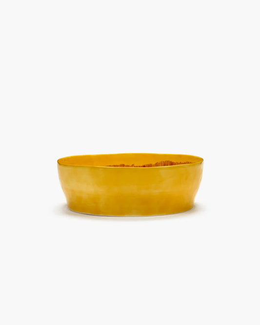 SALAD BOWL YELLOW STRIPES RED FEAST