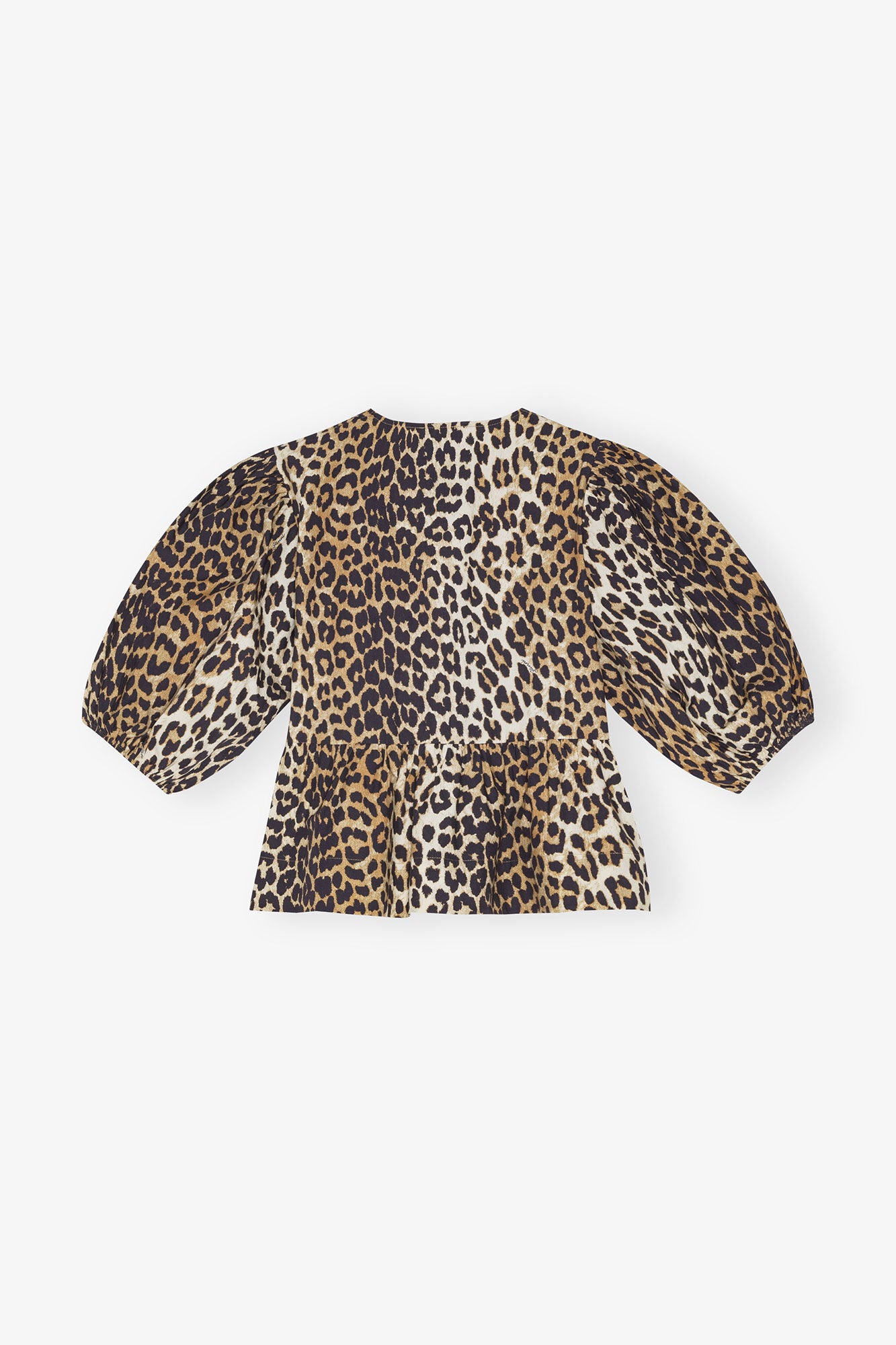 PRINTED COTTON POPLIN PEPLUM BLOUSE LEOPARD