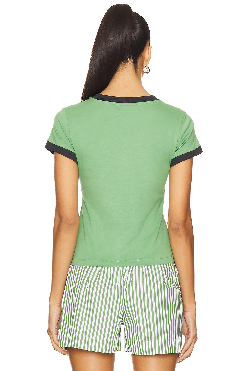 BASIC COTTON JERSEY PEONY BABY FIT T-SHIRT STONE GREEN
