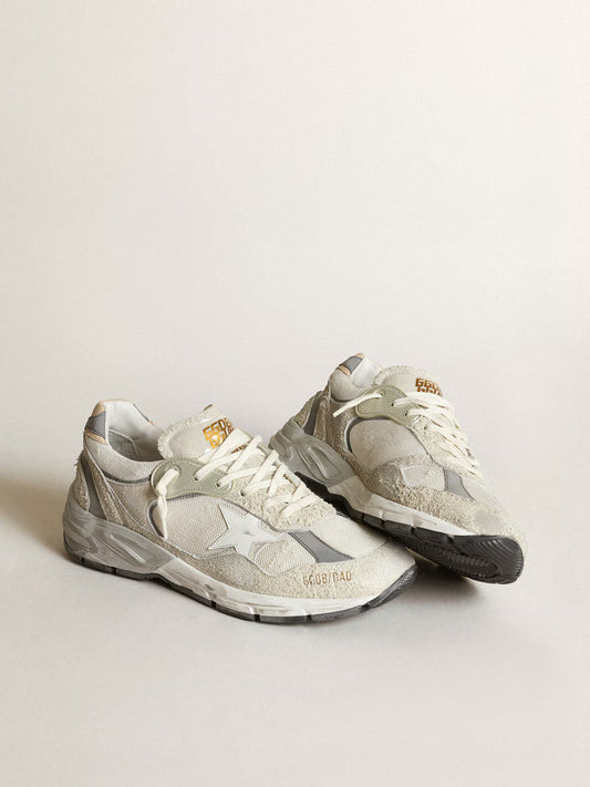 RUNNING DAD NET AND SUEDE UPPER LEATHER STAR AND HEEL SUEDE SPUR WHITE/SILVER