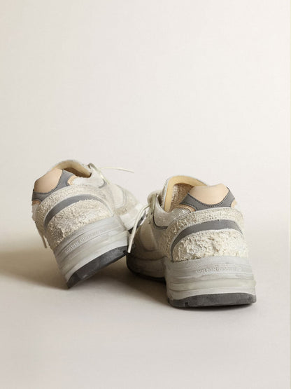 RUNNING DAD NET AND SUEDE UPPER LEATHER STAR AND HEEL SUEDE SPUR WHITE/SILVER