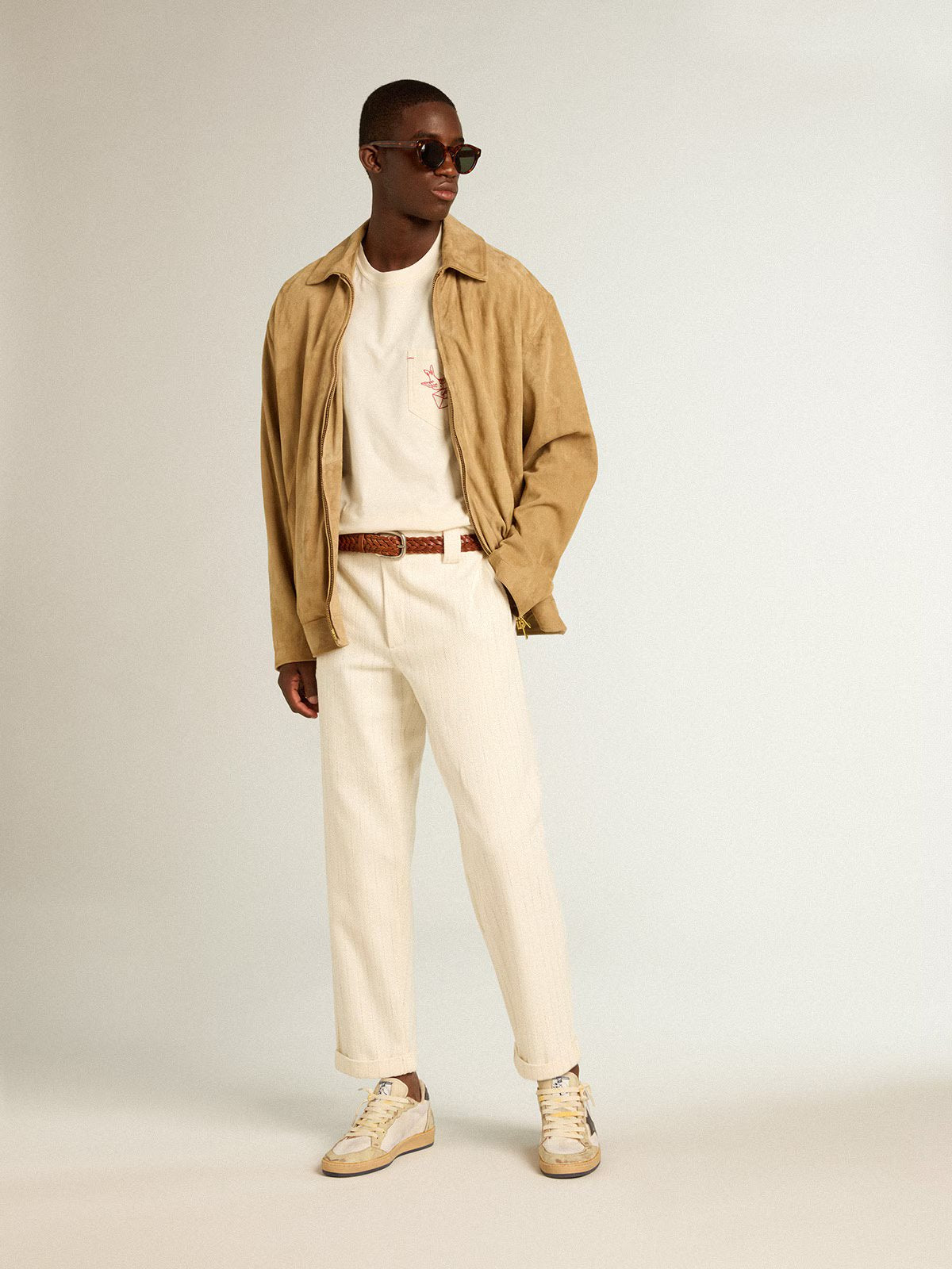 JOURNEY M'S CHINO SKATE EFREM PANTS COTTON CHEVRON PINSTRIPES HERITAGE WHITE/ OPAL GRAY