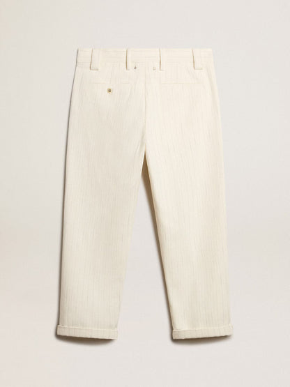 JOURNEY M'S CHINO SKATE EFREM PANTS COTTON CHEVRON PINSTRIPES HERITAGE WHITE/ OPAL GRAY