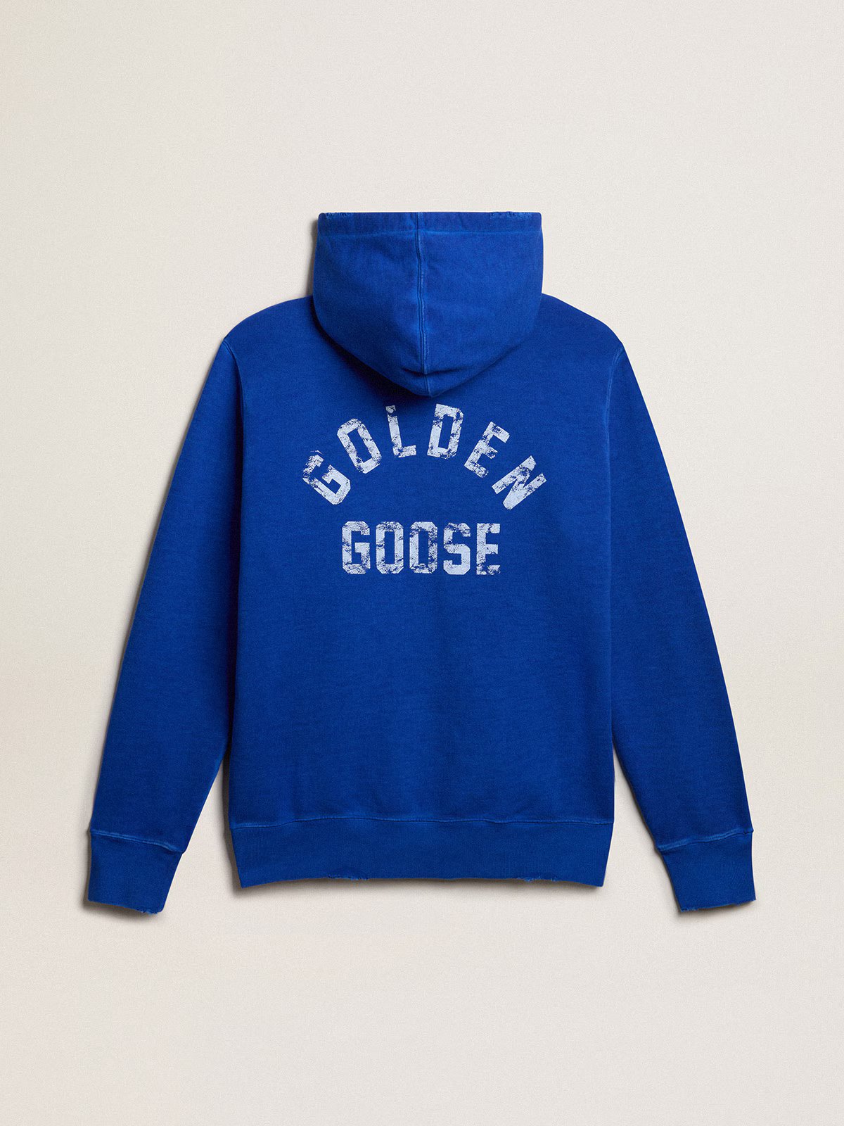 JOURNEY M'S REGULAR ZIPPED HOODIE GARMENT COLD DYED/ COTTON FLEECE/DISTRESSED RIBS/WATERPRINT MAZARINE BLUE/ OPTIC WHITE