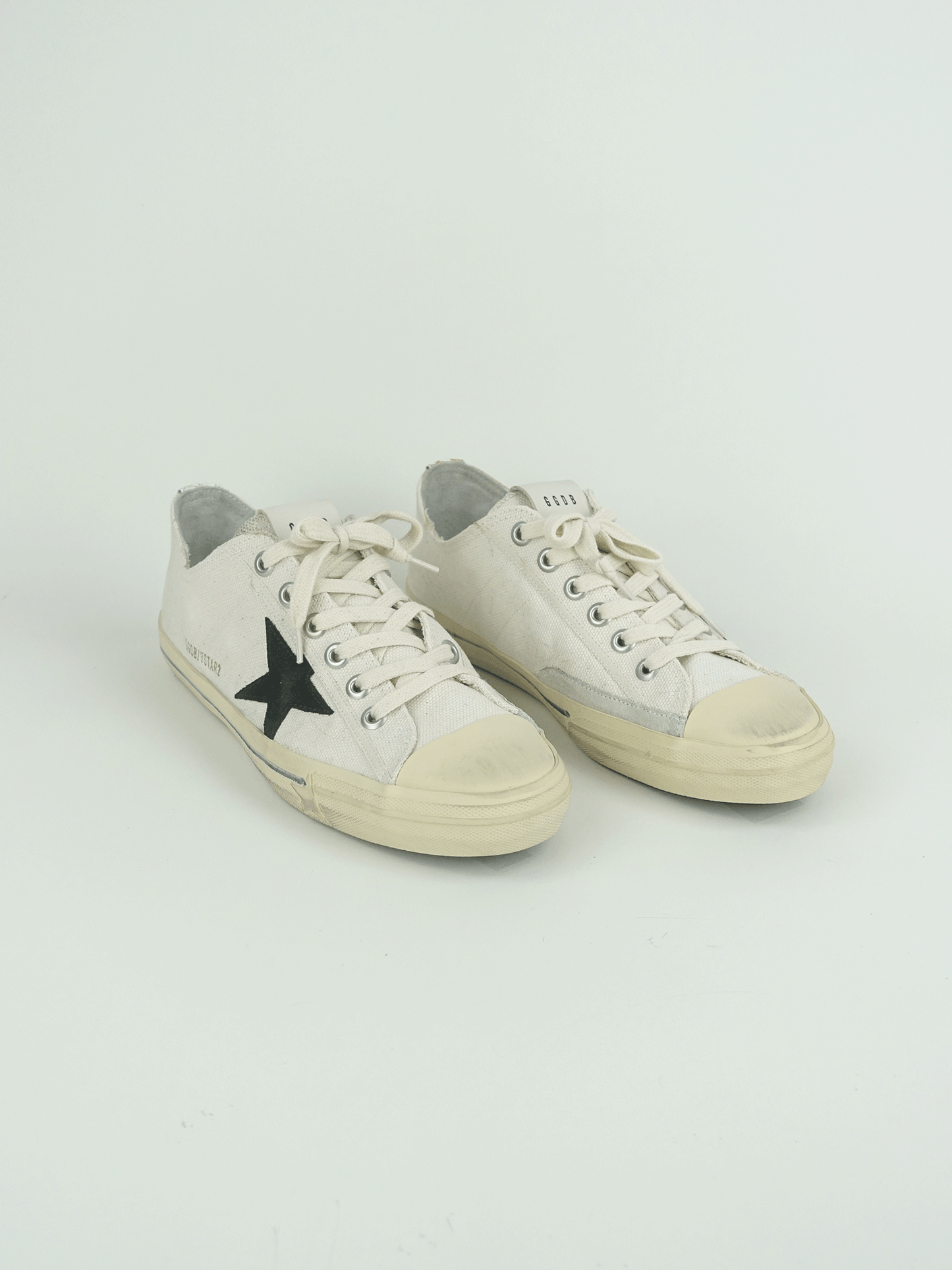V- STAR 2 CANVAS UPPER WITH EMBROIDERY RUBBER TOE SUEDE STAR LEATHER LIST WHITE/BLACK