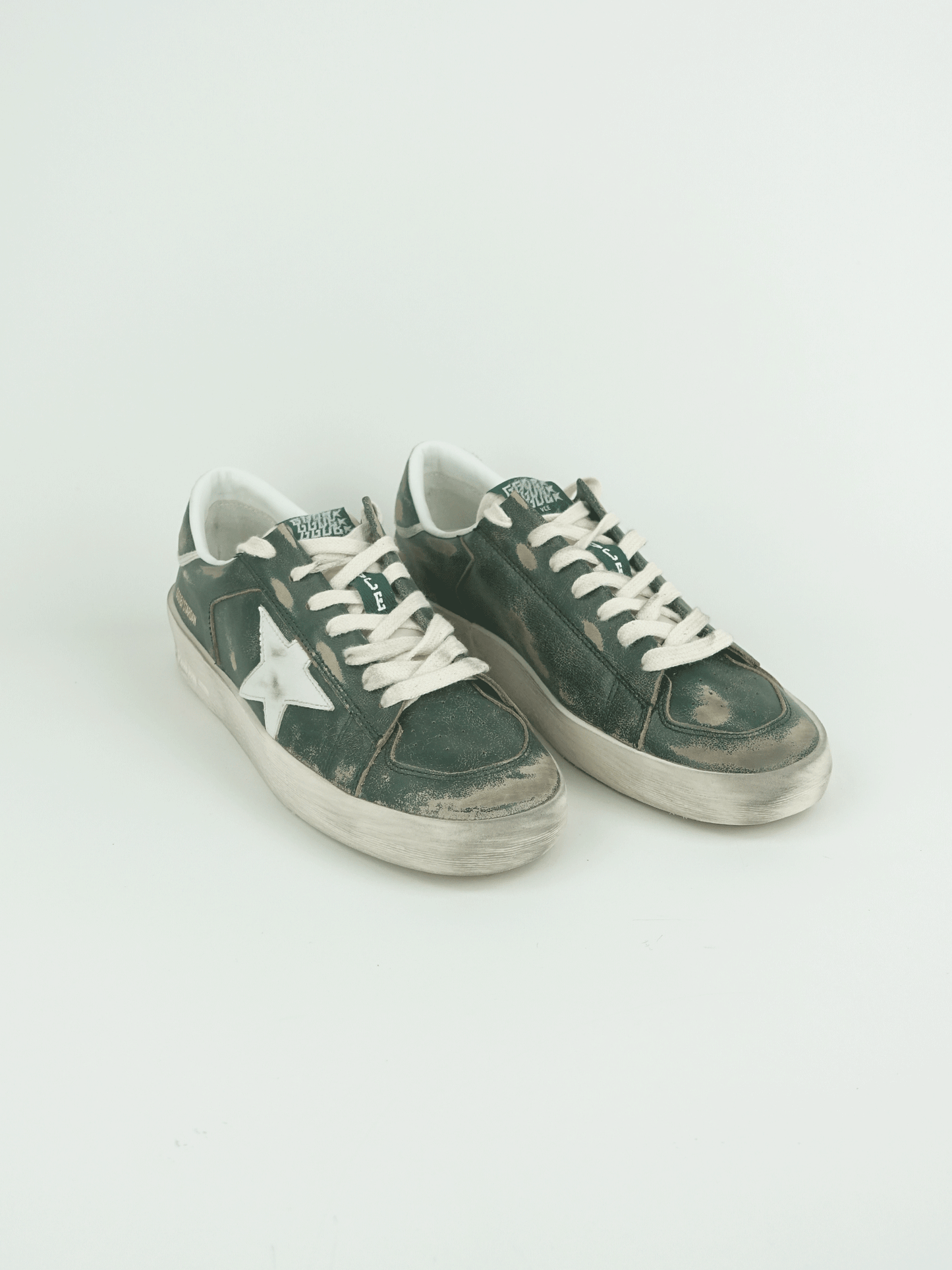 STARDAN LEATHER UPPER STAR AND HEEL NYLON TONGUE GREEN/WHITE