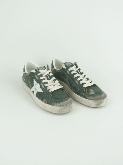 STARDAN LEATHER UPPER STAR AND HEEL NYLON TONGUE GREEN/WHITE