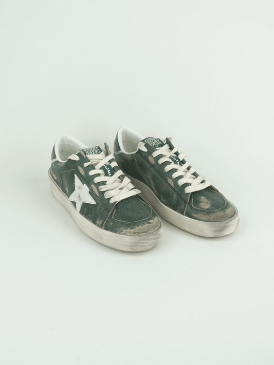 STARDAN LEATHER UPPER STAR AND HEEL NYLON TONGUE GREEN/WHITE