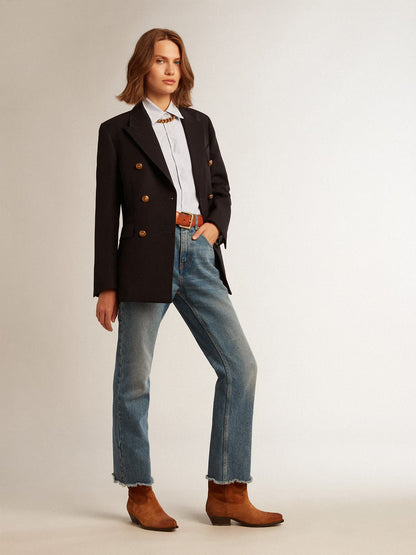 GOLDEN W'S BOYFRIEND SHIRT STRIPED OXFORD COTTON WHITE - INFINITY