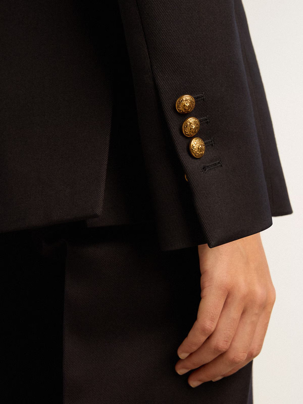 GOLDEN W'S DOUBLE BREASTED BLAZER COMPACT GABARDINE WOOL DARK BLUE