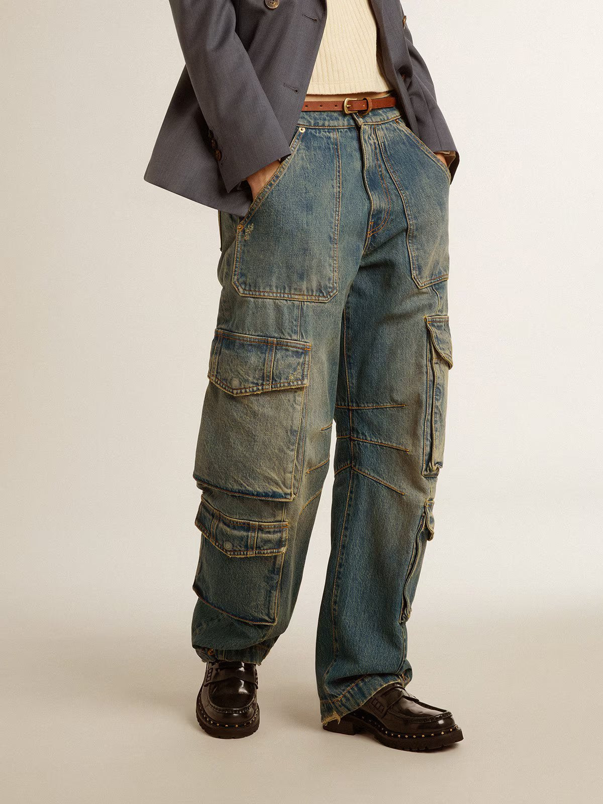 JOURNEY W'S PANT CARGO POCKET MEDIUM DIRTY WASH DISTRESSED BLUE