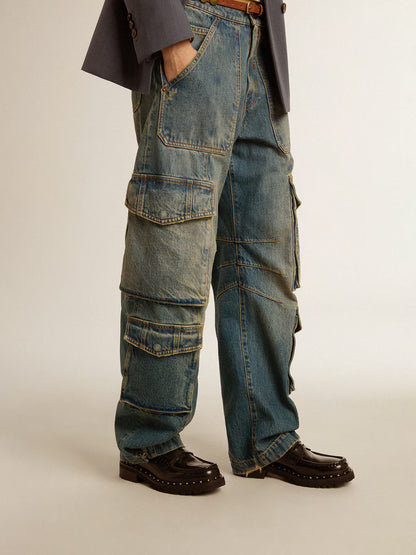 JOURNEY W'S PANT CARGO POCKET MEDIUM DIRTY WASH DISTRESSED BLUE
