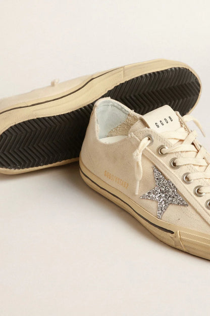 V-STAR 2 CANVAS UPPER GLITTER STAR LINE FOXING BEIGE/SILVER